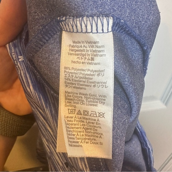 J Crew Factory AZ162 Space Dye Cropped Leggings Womens Medium Blue with Pockets - Picture 6 of 11